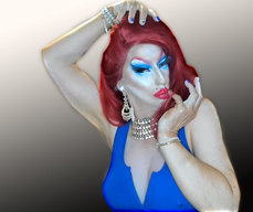 Pic of Beautiful Transgender Girl Modeling Blue Cutout Dress