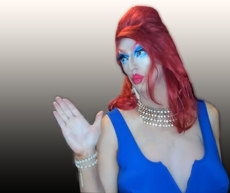 Pic of Beautiful Transgender Girl Modeling Blue Cutout Dress