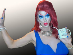 Pic of Beautiful Transgender Girl Modeling Blue Cutout Dress