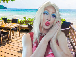 Pic of Beautiful Transgender Girl Modeling Beach with RESHA