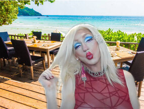 Pic of Beautiful Transgender Girl Modeling Beach with RESHA