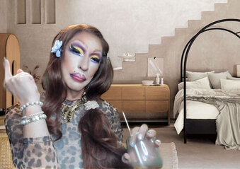 Pic of Beautiful Transgender Girl Modeling Leopard Pammy in Bedroom