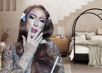 Pic of Beautiful Transgender Girl Modeling Leopard Pammy in Bedroom