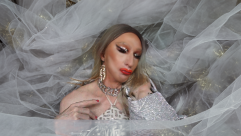 Pic of Beautiful Transgender Girl Modeling Glitter and Gold