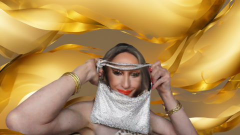 Pic of Beautiful Transgender Girl Modeling Glitter and Gold