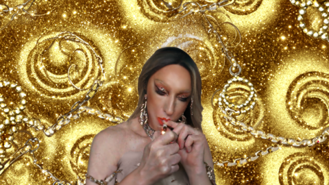 Pic of Beautiful Transgender Girl Modeling Glitter and Gold