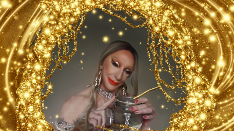 Pic of Beautiful Transgender Girl Modeling Glitter and Gold