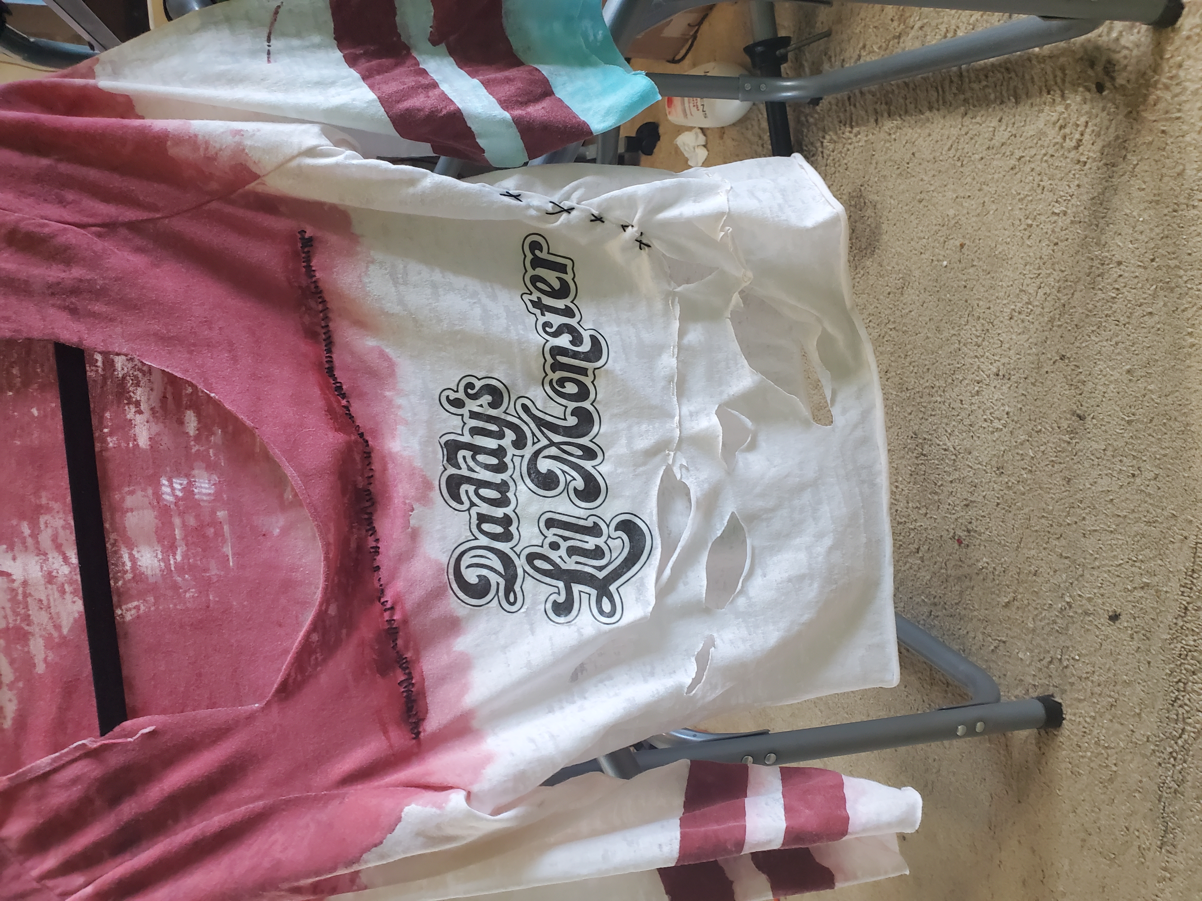 Finished shirt showing cut positioning
