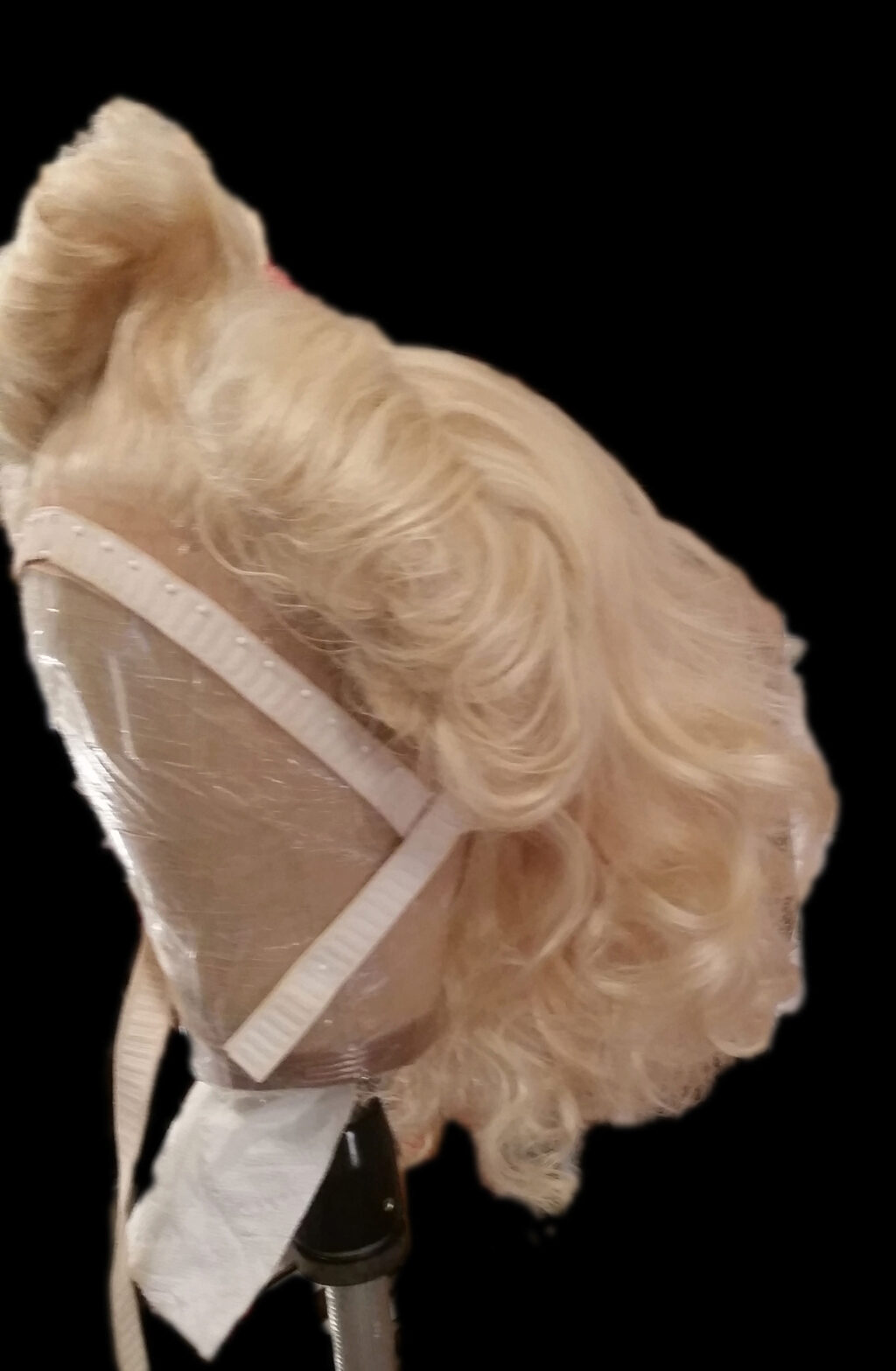 Finished wig, left front.